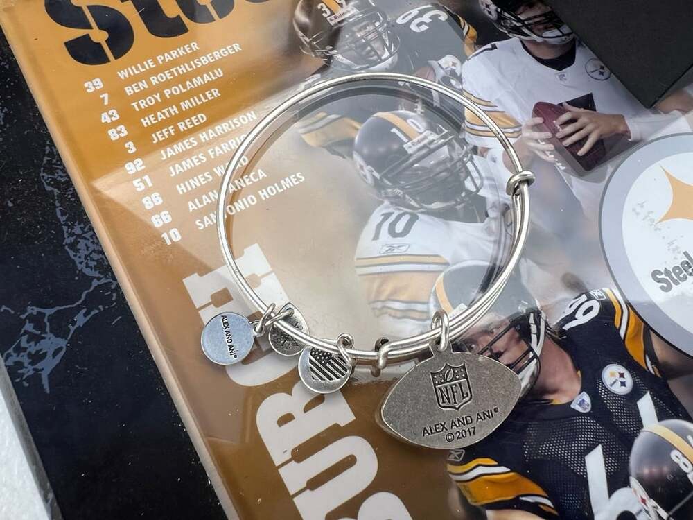 Alex and Ani Pittsburgh Steelers NFL Charm Bangle Bracelet Silver Tone